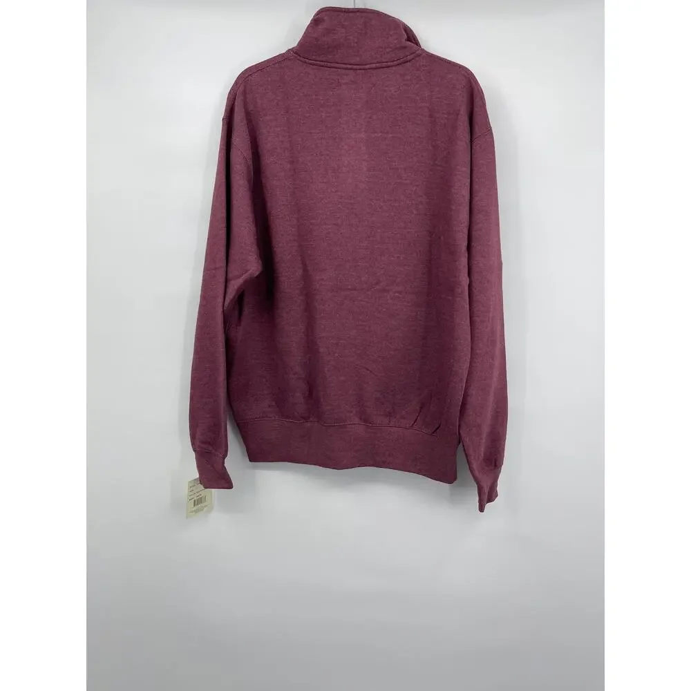 Exist Mens Heather Burgundy Purple Long Sleeve 1/4 Zip Pullover Sweatshirt NEW L